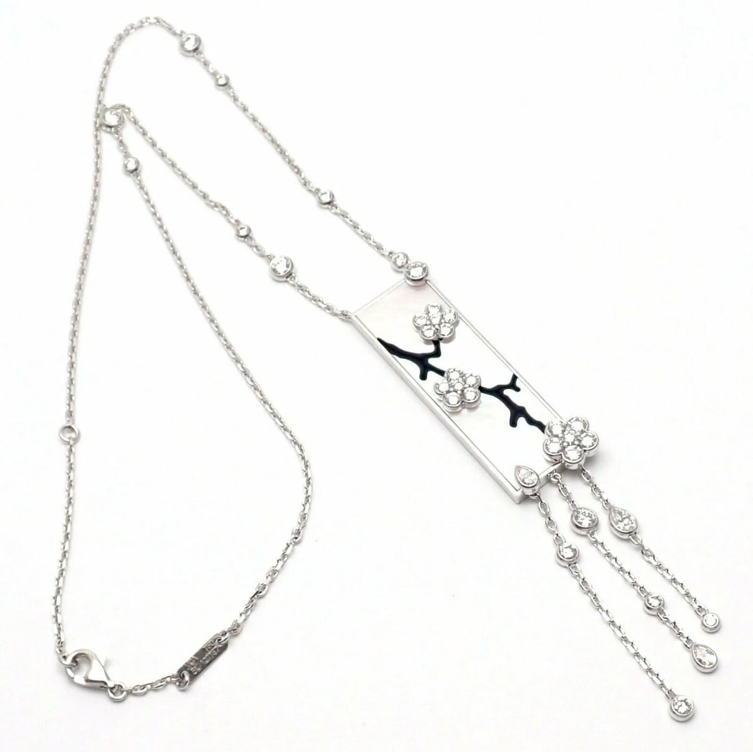 Authentic! Van Cleef & Arpels Miroir Des Eaux 18k Gold Diamond MOP Necklace - 7