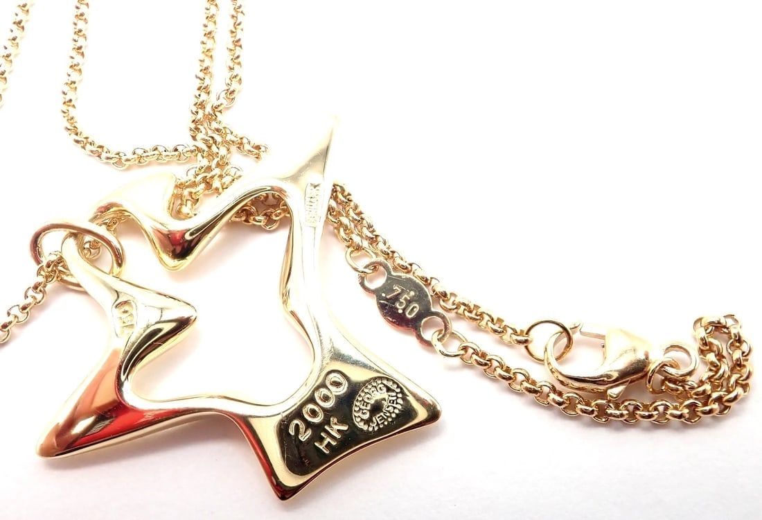 Authentic! Georg Jensen Bird 18K Yellow Gold Pendant Necklace 2000 - 8