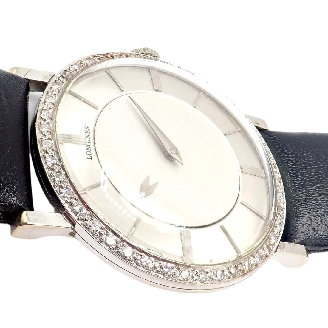 Vintage Longines 18k White Gold Diamond Bezel Manual Wind Mystery Dial Watch - 12