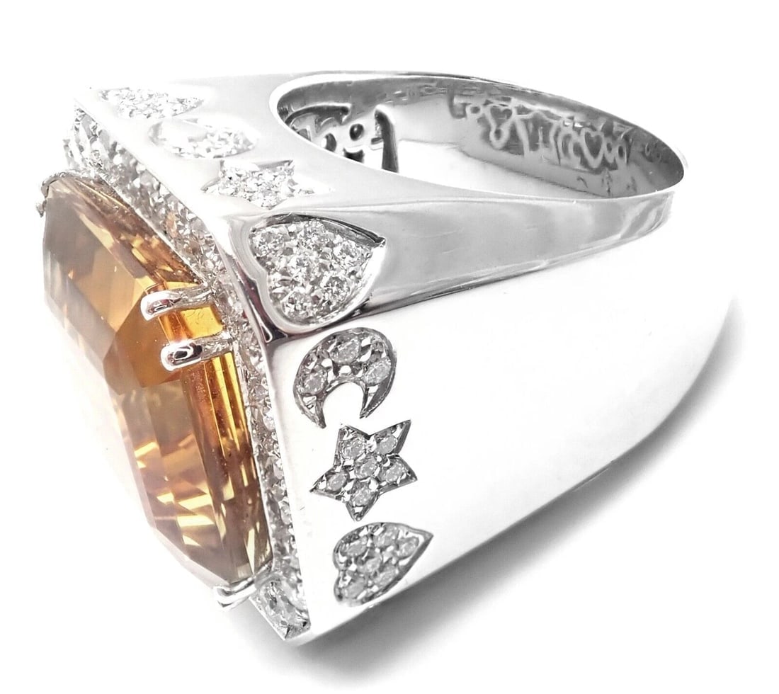Authentic! Pasquale Bruni 18k White Gold Diamond Citrine Large Ring - 2