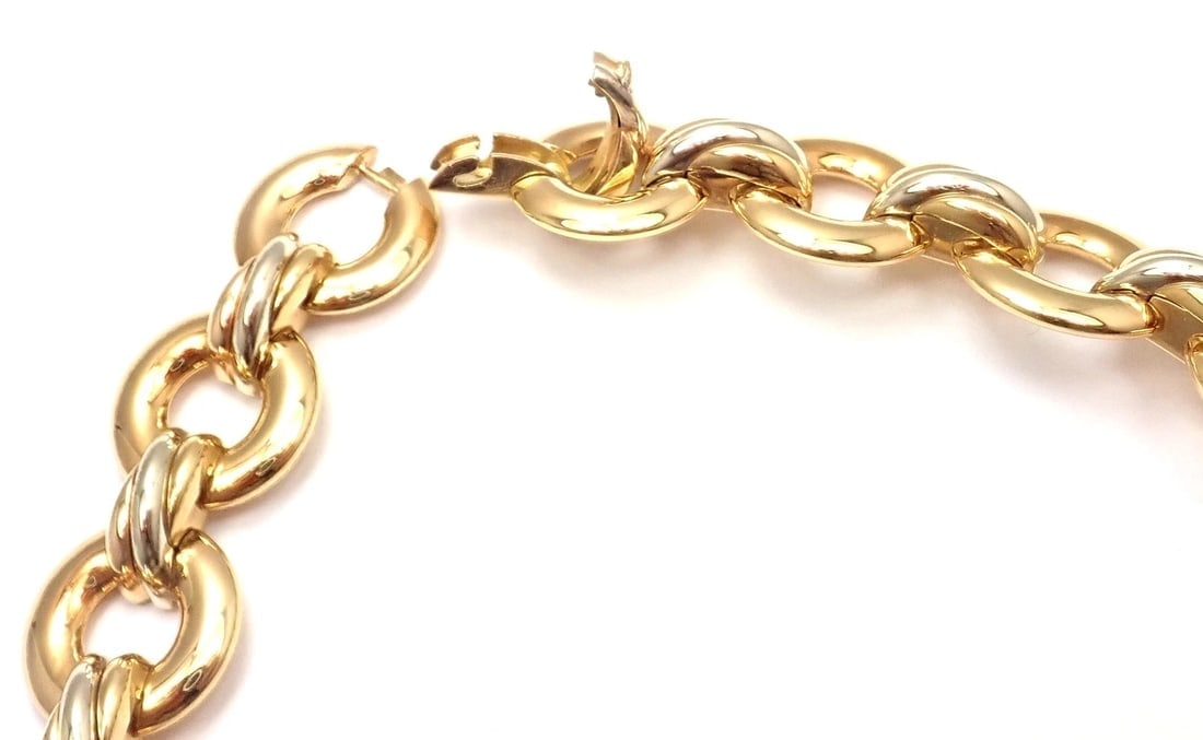 Rare! Authentic Cartier Trinity 18k Multi Color Gold Round Link Necklace - 3