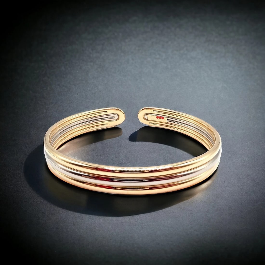 Authentic! Van Cleef & Arpels 18k Yellow & White Gold Bangle Cuff Bracelet - 3