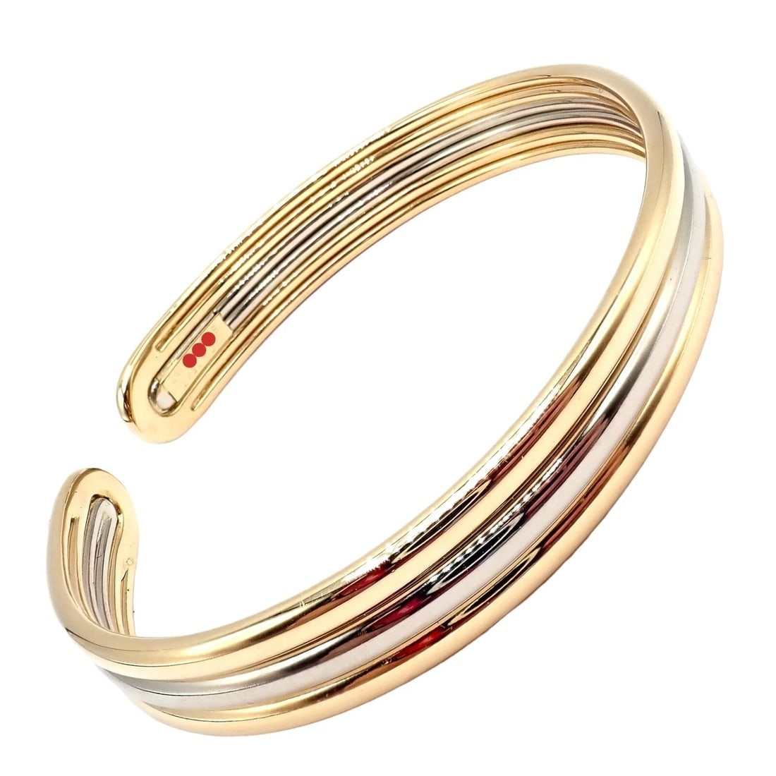 Authentic! Van Cleef & Arpels 18k Yellow & White Gold Bangle Cuff Bracelet - 4