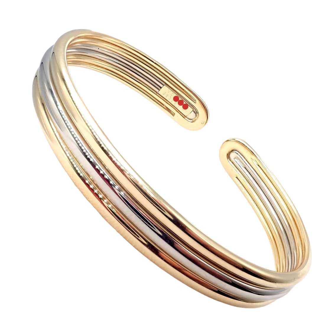 Authentic! Van Cleef & Arpels 18k Yellow & White Gold Bangle Cuff Bracelet - 6