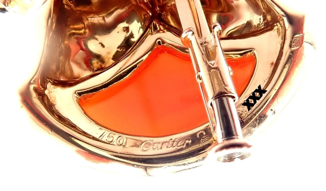 Rare! Authentic Cartier Double Panther 18k Yellow Gold Jasper Onyx Pin Brooch - 7