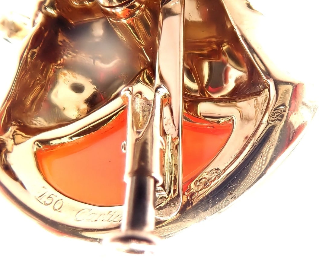 Rare! Authentic Cartier Double Panther 18k Yellow Gold Jasper Onyx Pin Brooch - 8