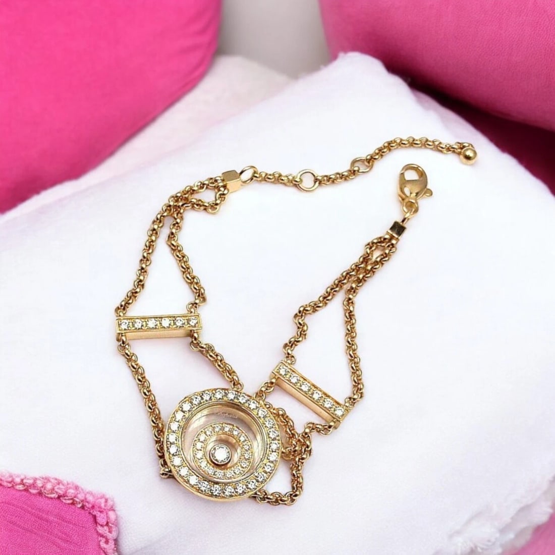 Rare! Authentic Chopard Happy Spirit Diamond Chain Bracelet Retail $13,200 - 2