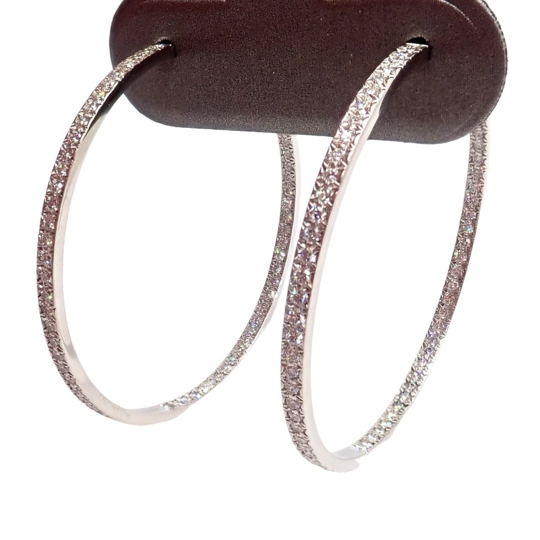 Authentic! Tiffany & Co Platinum Metro Diamond Large Inside Out Hoop Earrings - 12