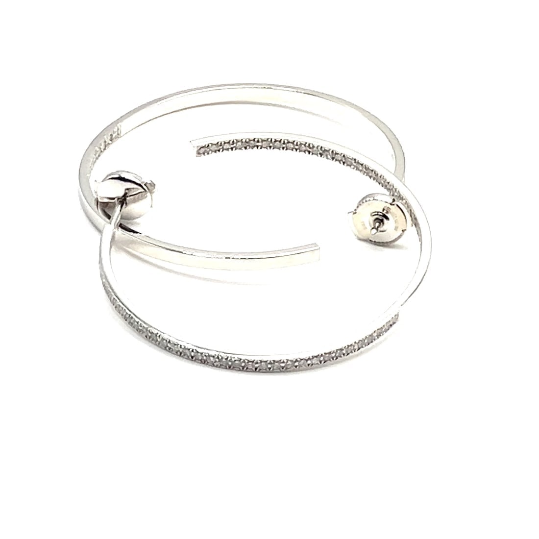 Authentic! Tiffany & Co Platinum Metro Diamond Large Inside Out Hoop Earrings - 2