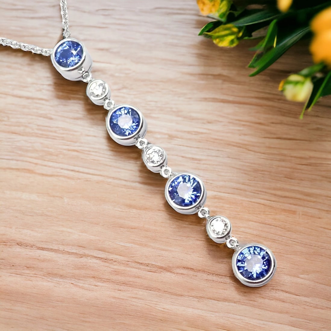 Authentic! Tiffany & Co Platinum Jazz Diamond Tanzanite Pendant Necklace - 3