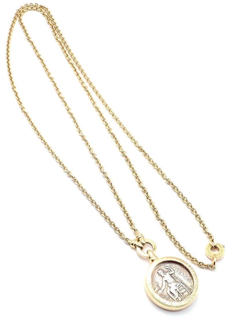Rare! Bvlgari Bulgari 18k Yellow Gold Antique Coin Monete 38" Long Link Necklace - 14