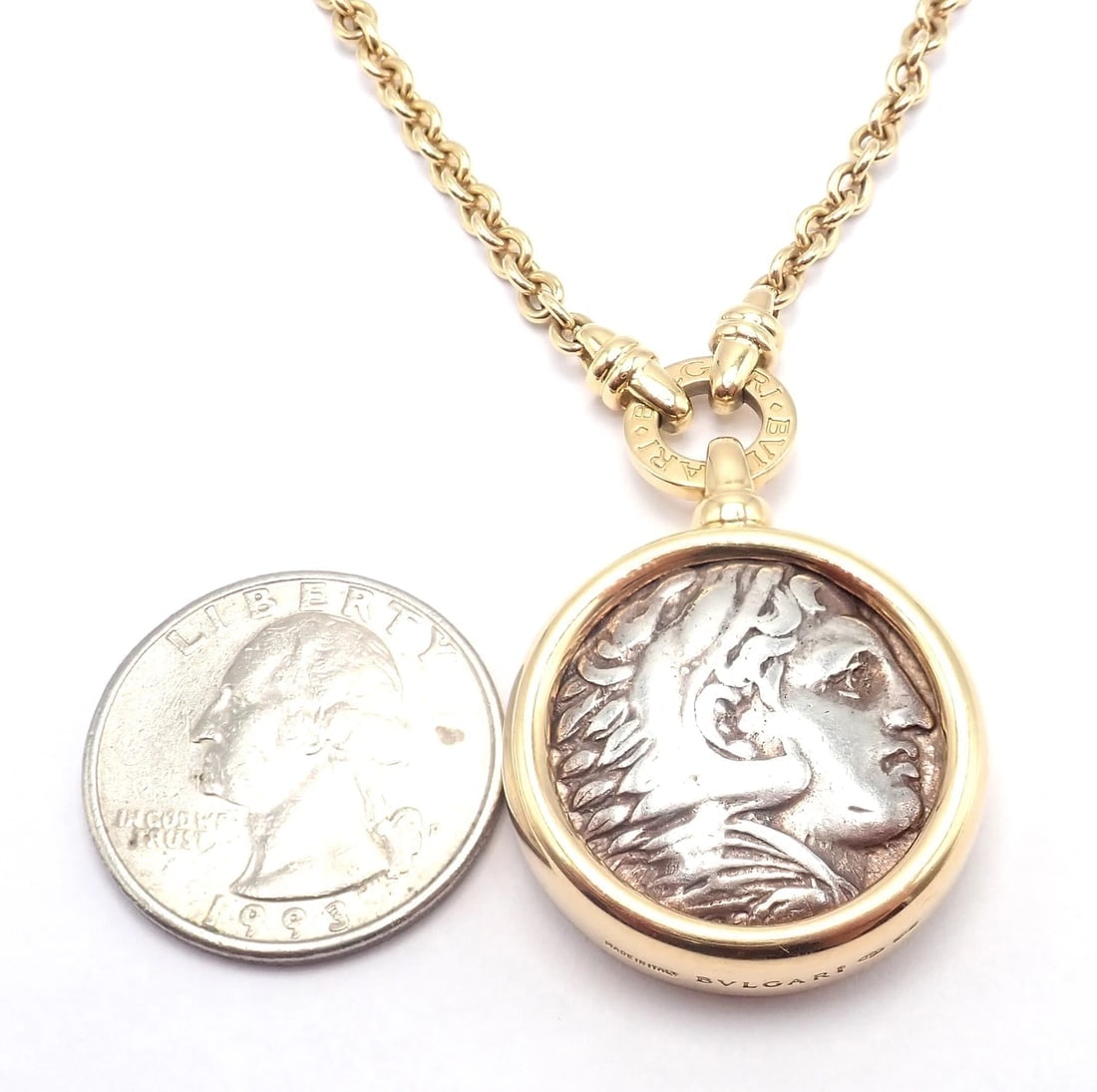 Rare! Bvlgari Bulgari 18k Yellow Gold Antique Coin Monete 38" Long Link Necklace - 8