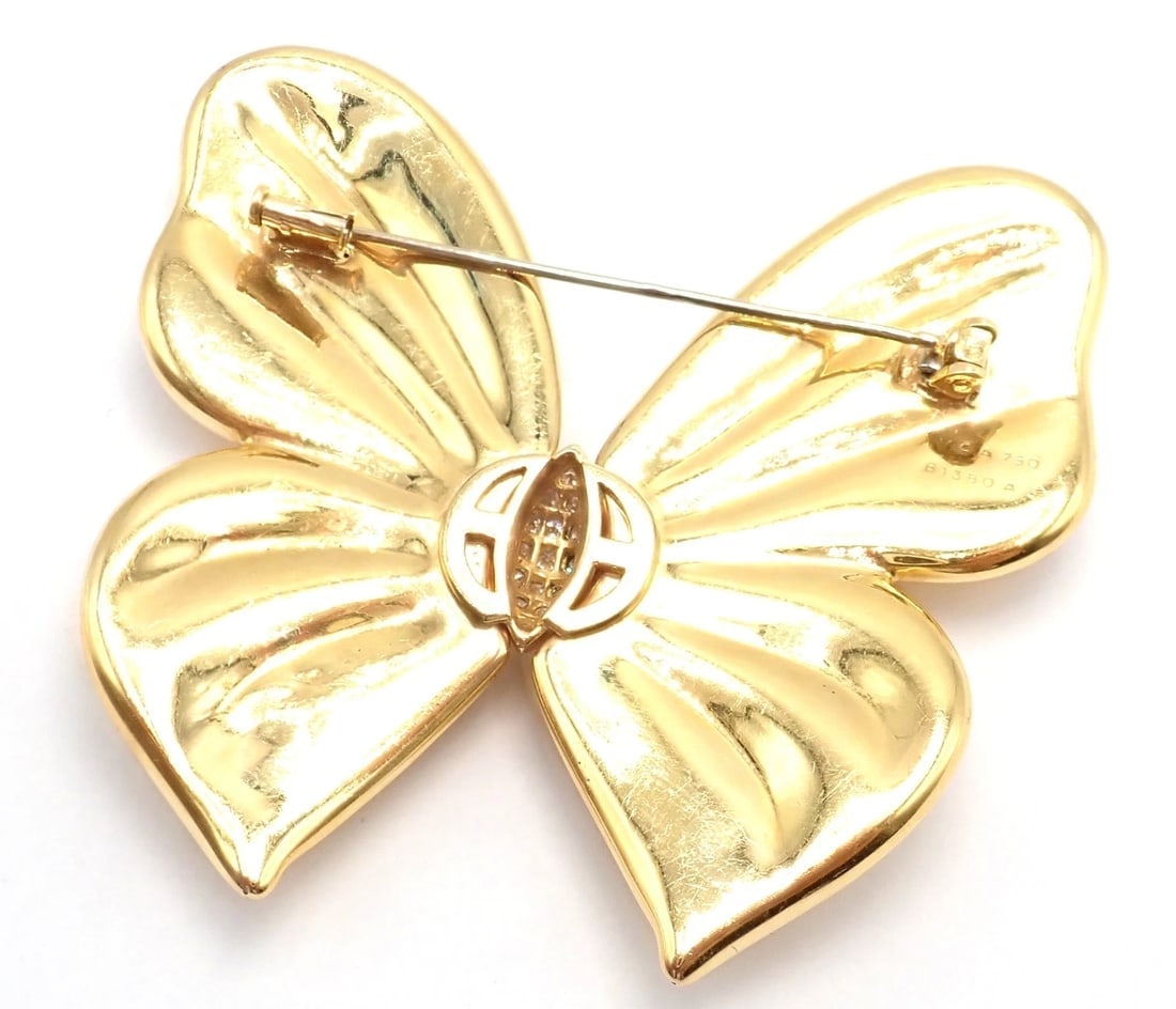 Authentic! Van Cleef & Arpels 18k Yellow Gold Extra Large Butterfly Pin Brooch - 9