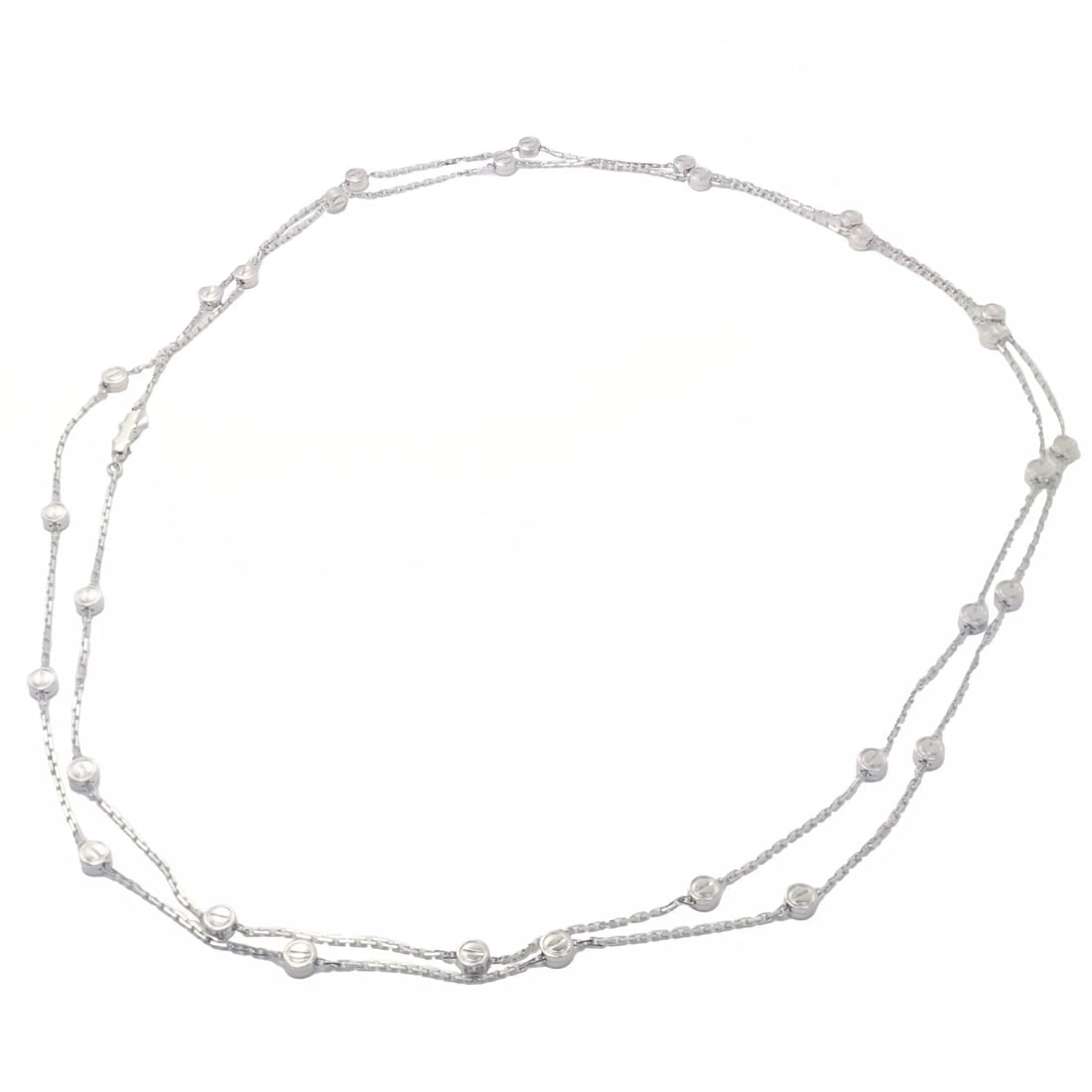 Authentic! Cartier Love Screws Station 18k White Gold 46" Long Chain Necklace - 10