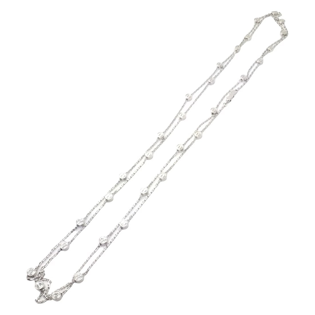 Authentic! Cartier Love Screws Station 18k White Gold 46" Long Chain Necklace - 14