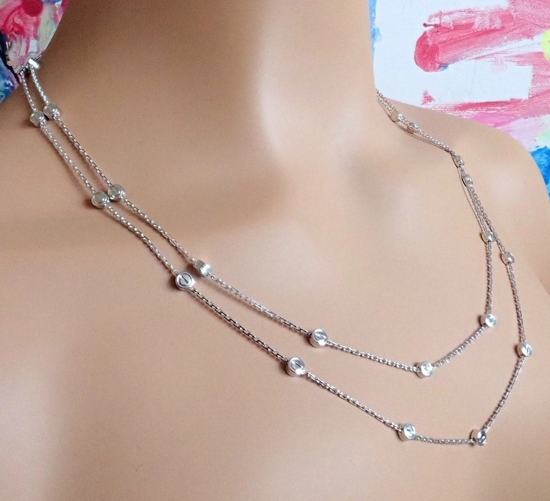 Authentic! Cartier Love Screws Station 18k White Gold 46" Long Chain Necklace - 3