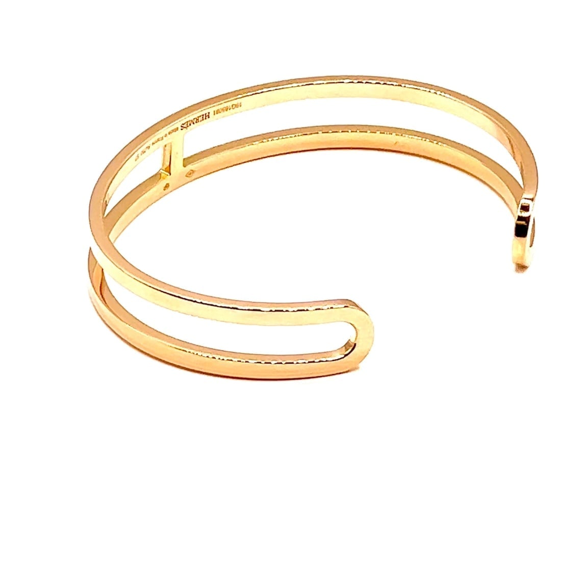 Authentic! Hermes 18k Rose Gold H Open Cuff Bangle Bracelet - 2