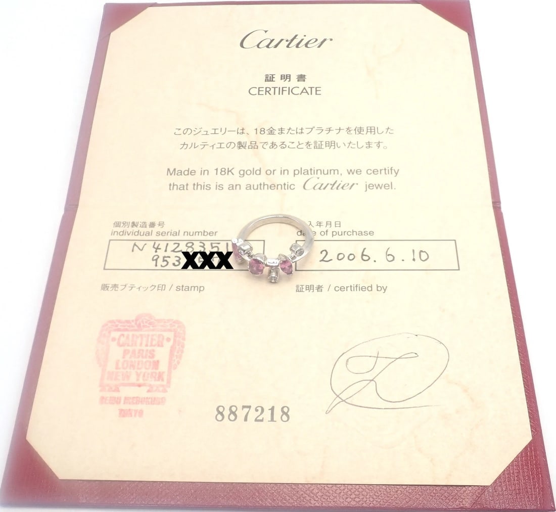 Authentic! Cartier Meli Melo Platinum Diamond Pink Sapphire Band Ring Cert. - 5