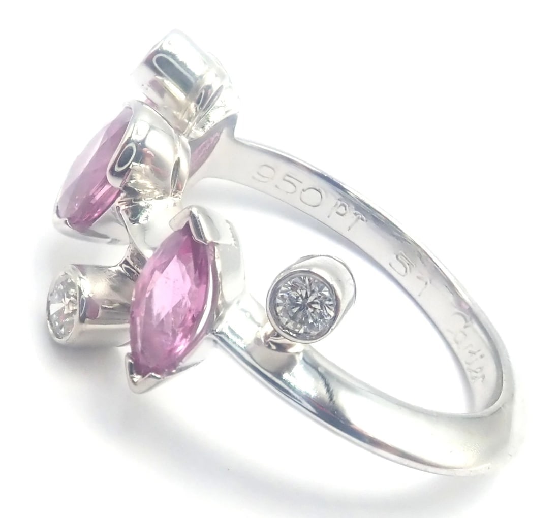 Authentic! Cartier Meli Melo Platinum Diamond Pink Sapphire Band Ring Cert. - 7