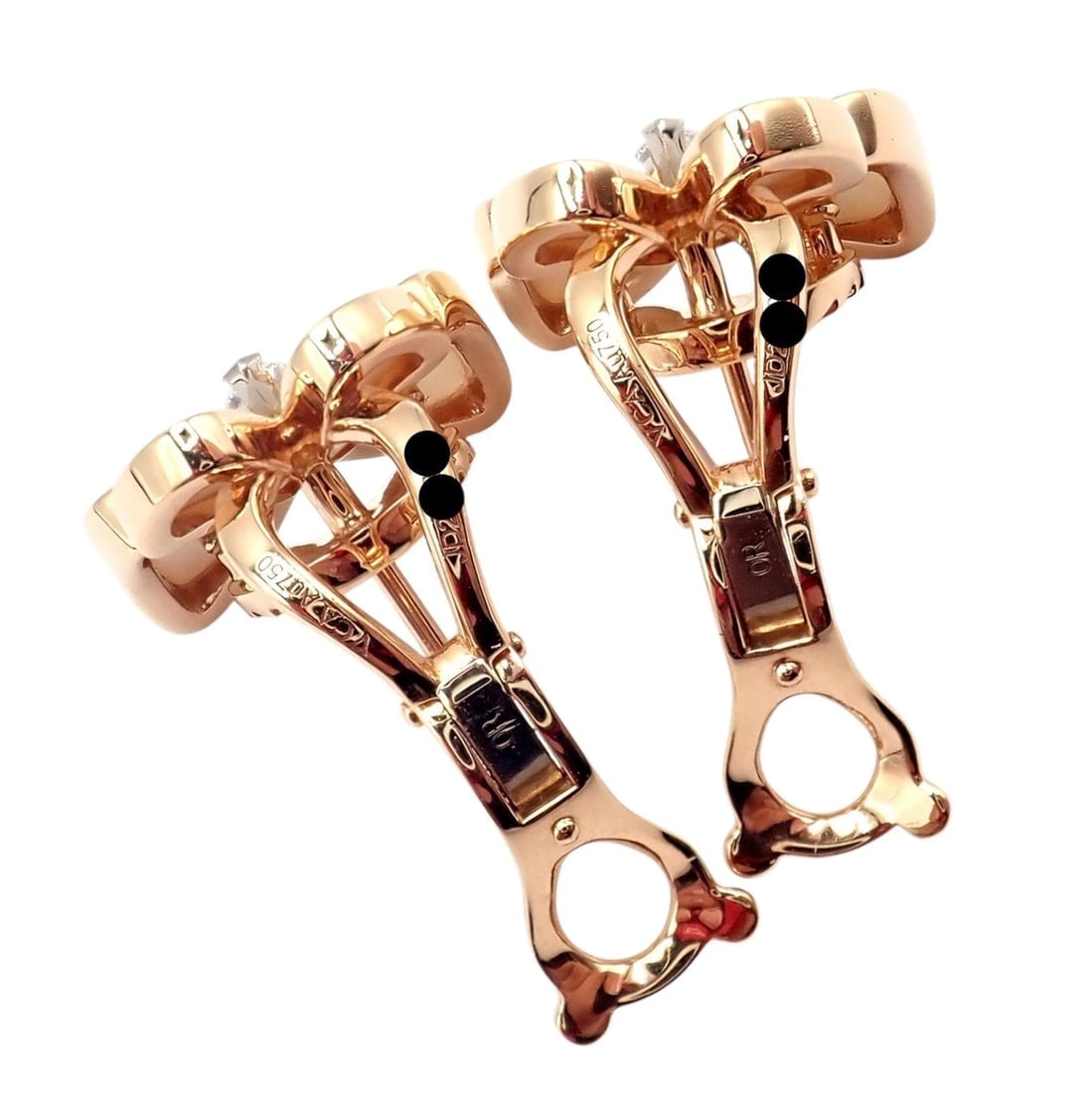 Van Cleef & Arpels 18k Rose Gold Diamond MoP Two Butterfly Earrings Cert - 3
