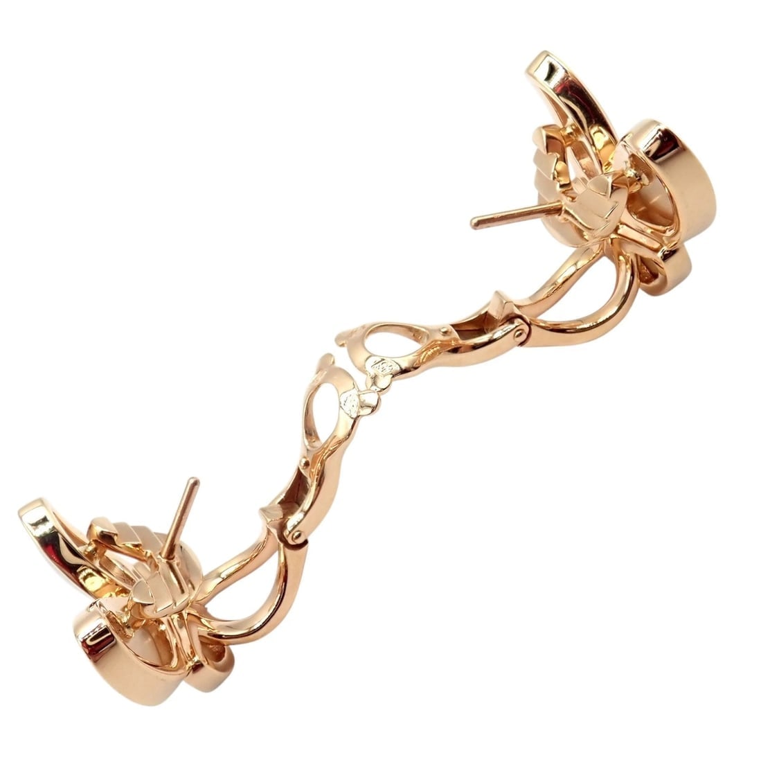 Van Cleef & Arpels 18k Rose Gold Diamond MoP Two Butterfly Earrings Cert - 8