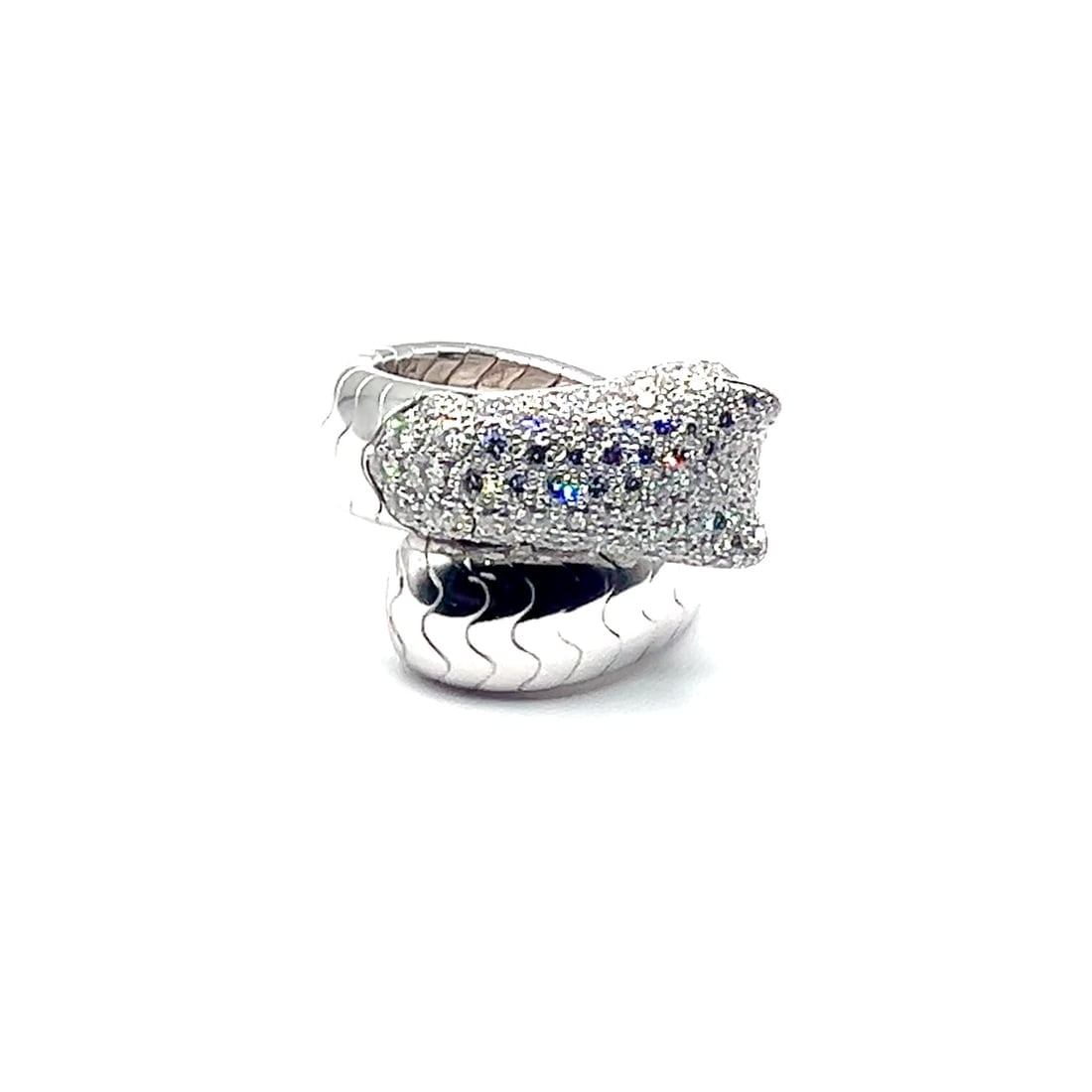 Authentic! Cartier Panther 18k White Gold Diamond Emerald Onyx Band Ring Cert. - 2