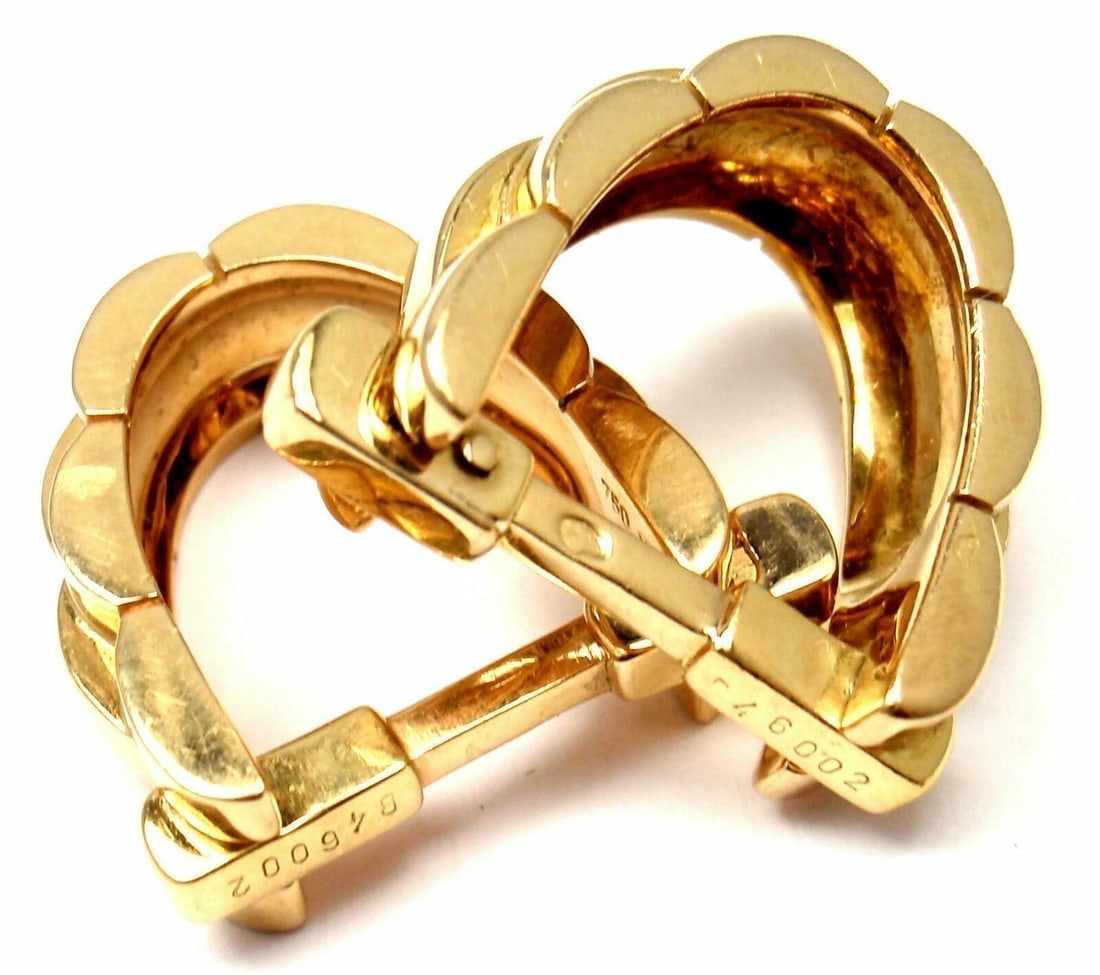 Authentic! Cartier Panthere Maillon 18k Yellow Gold Stirrup Cufflinks - 6