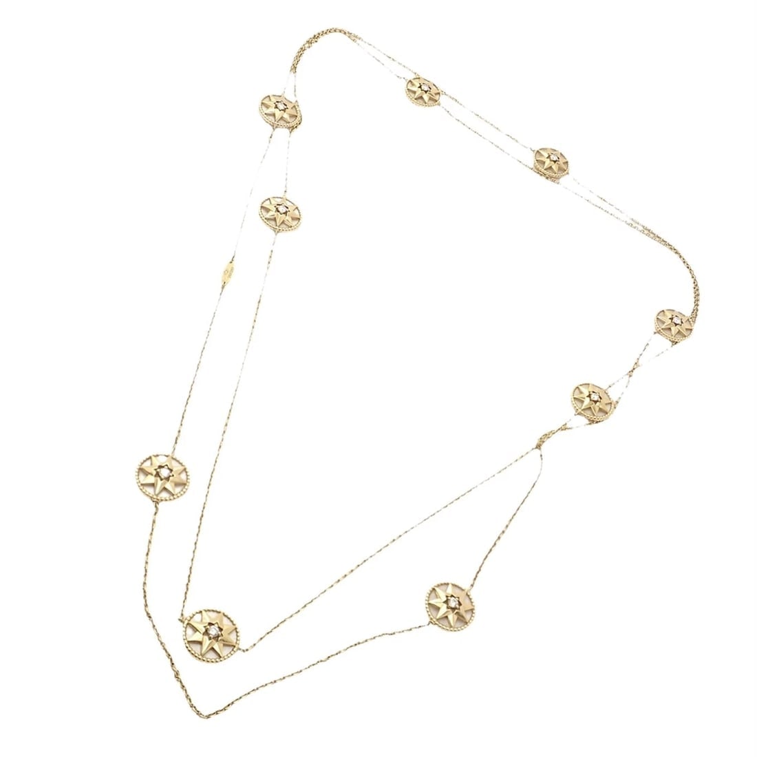 Christian Dior 18k Gold Rose De Vents Mother Of Pearl Diamond 42" Long Necklace - 10