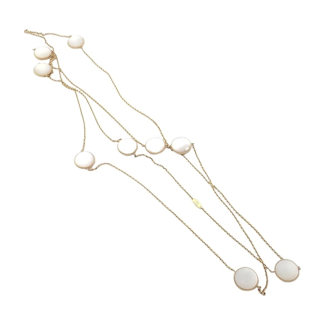 Christian Dior 18k Gold Rose De Vents Mother Of Pearl Diamond 42" Long Necklace - 8