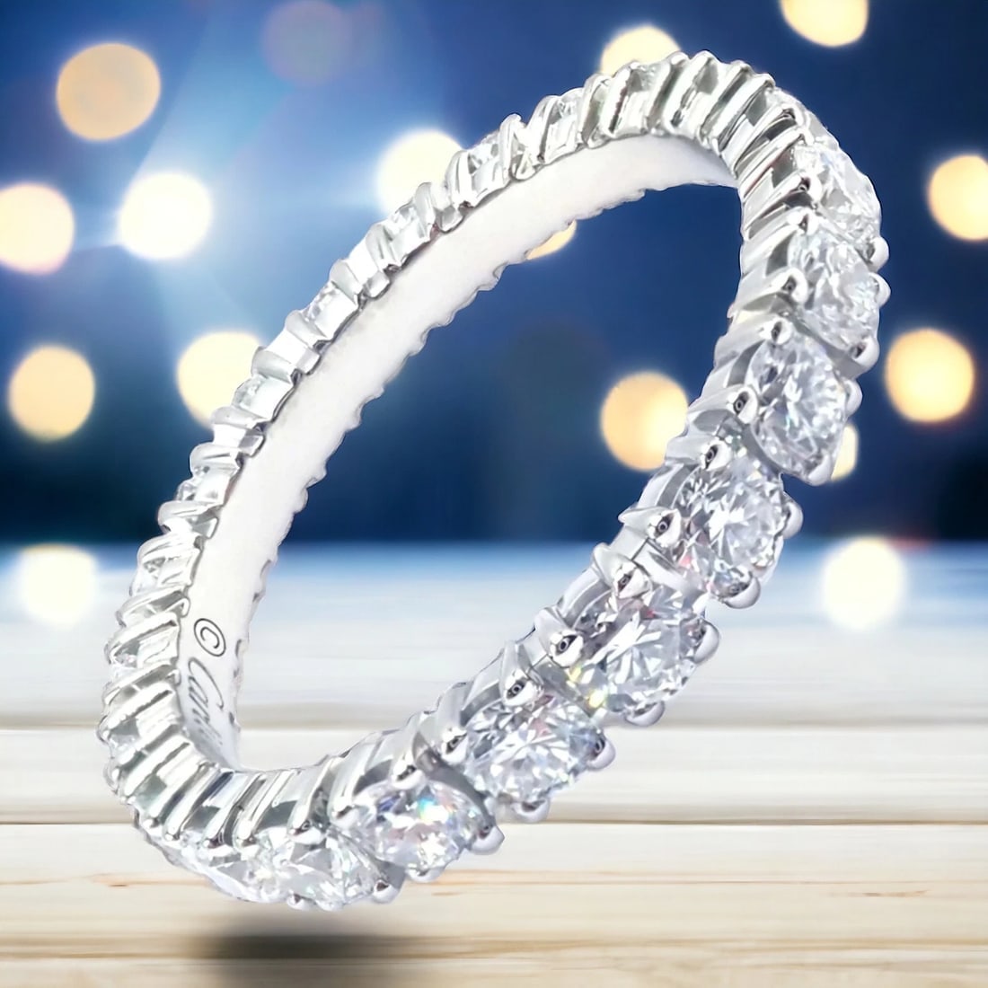 Authentic! Cartier Destinee Platinum Full Diamond Wedding Band Ring Size 6 Cert. - 2