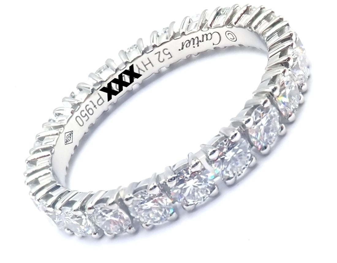 Authentic! Cartier Destinee Platinum Full Diamond Wedding Band Ring Size 6 Cert. - 4