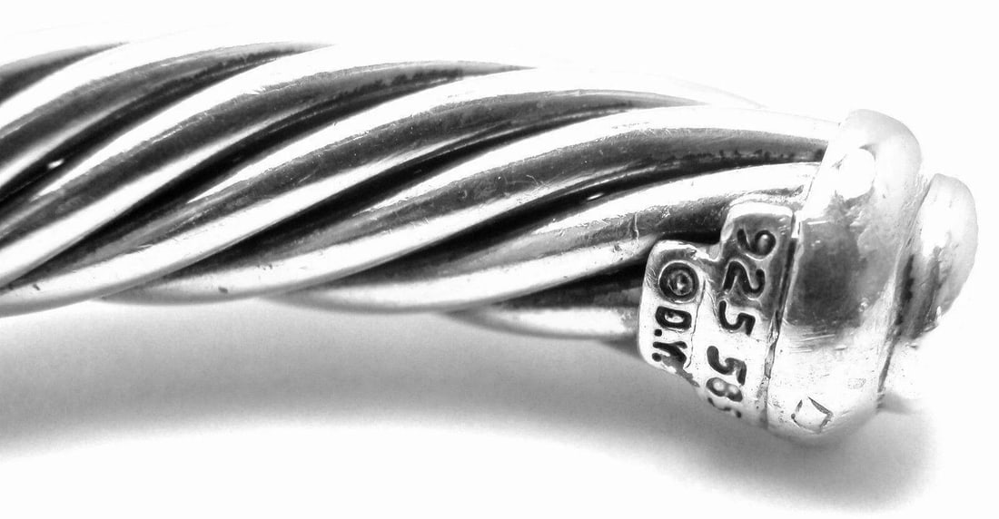 Authentic! D.Yurman NOBLESSE 14k YG Sterling Silver Blue Topaz Bangle Bracelet - 3