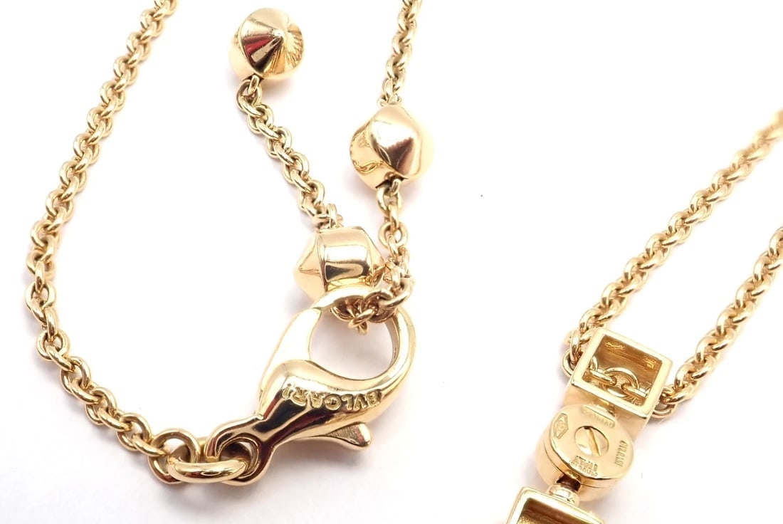 Authentic! Bulgari Bvlgari Lucea 18k Yellow Gold Round Pendant Necklace - 6