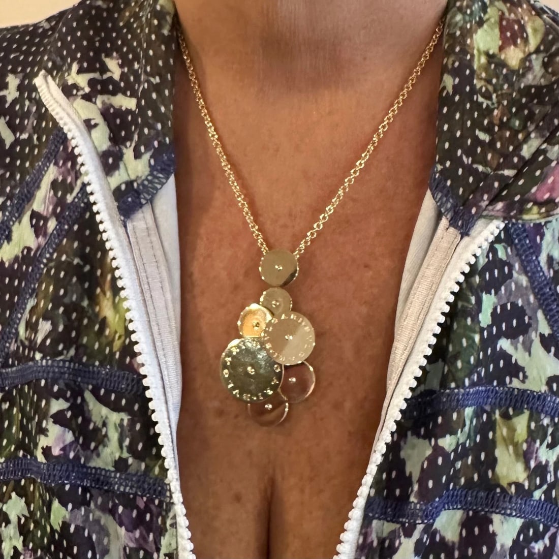 Authentic! Bulgari Bvlgari Cicladi 18k Yellow Gold Large Pendant Link Necklace - 14