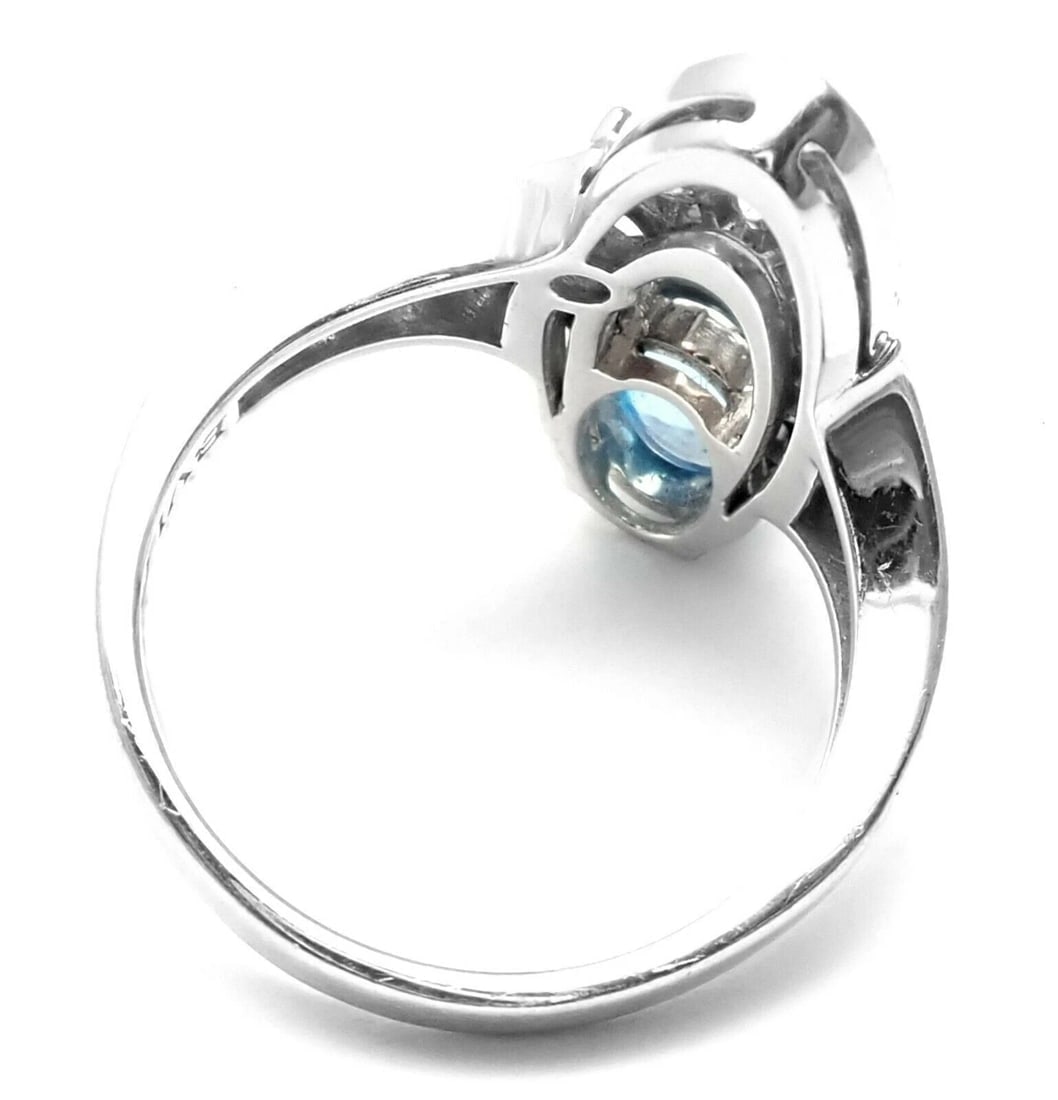 Rare! Authentic Bvlgari Bulgari Elysia 18k White Gold Diamond Blue Topaz Ring - 4