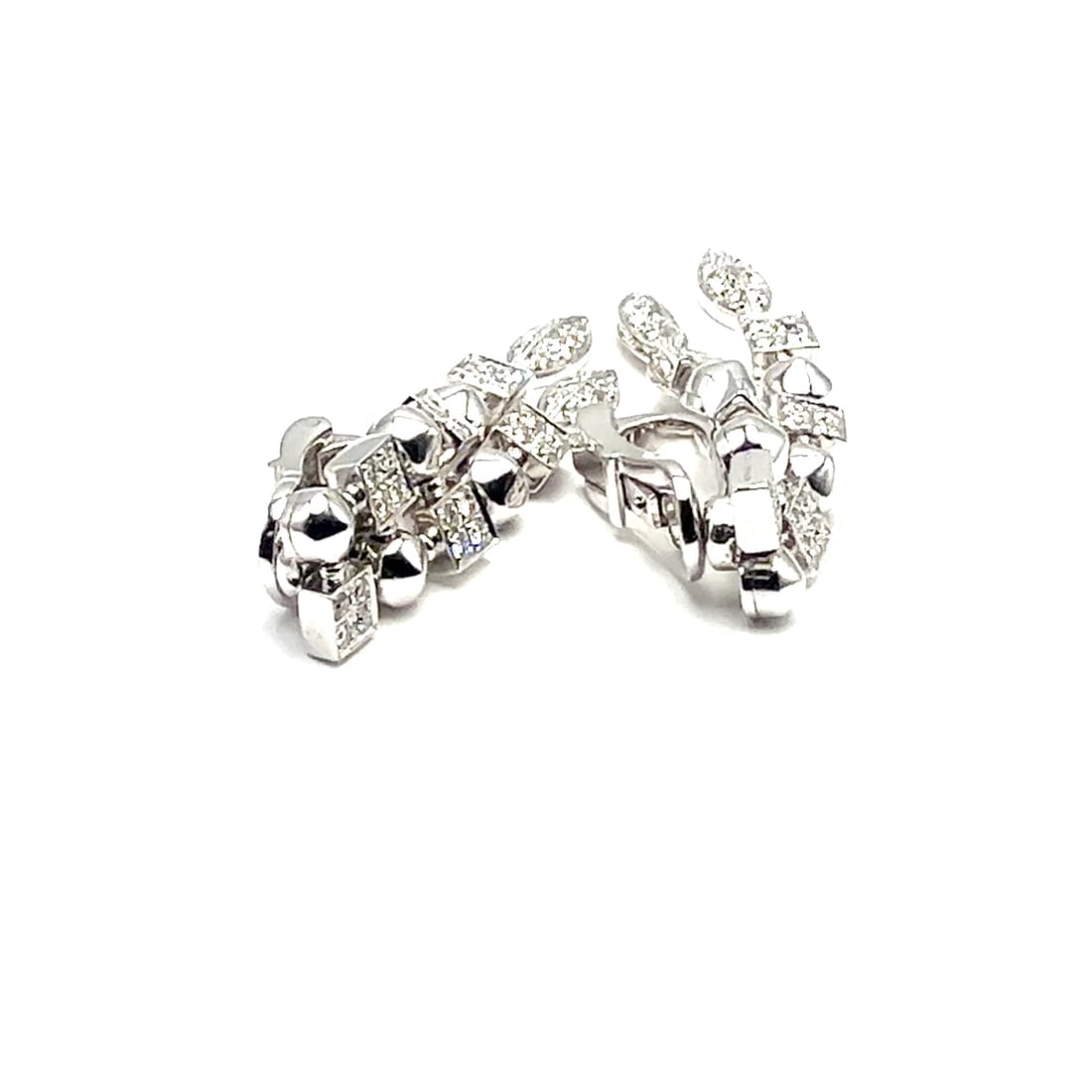 Authentic! Bulgari Bvlgari Lucea 18k White Gold Diamond Long Drop Earrings - 2