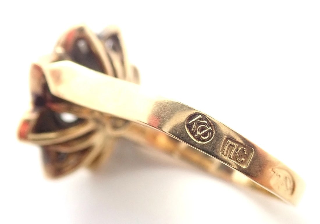 Authentic! Karl Faberge 18k Yellow Gold Diamond Ring - 4