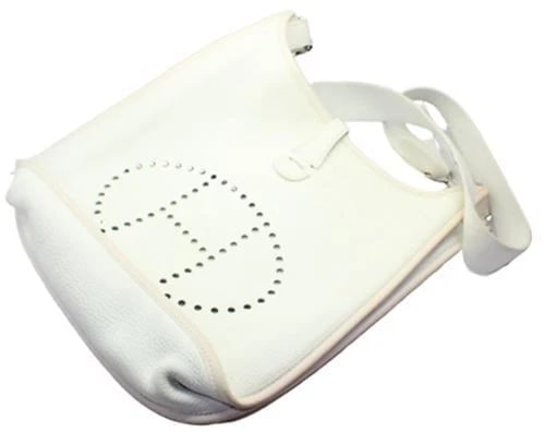 Authentic! Hermes Evelyne Parchment White Clemence Leather PM Handbag Purse - 2