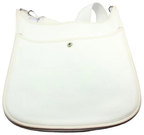 Authentic! Hermes Evelyne Parchment White Clemence Leather PM Handbag Purse - 6