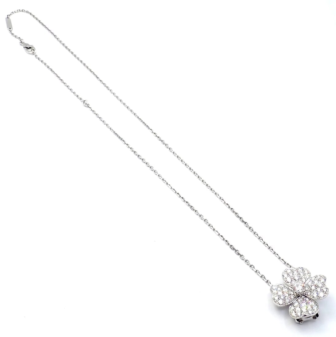 Van Cleef & Arpels Cosmos 18k White Gold Diamond Medium Brooch Pendant Necklace - 10
