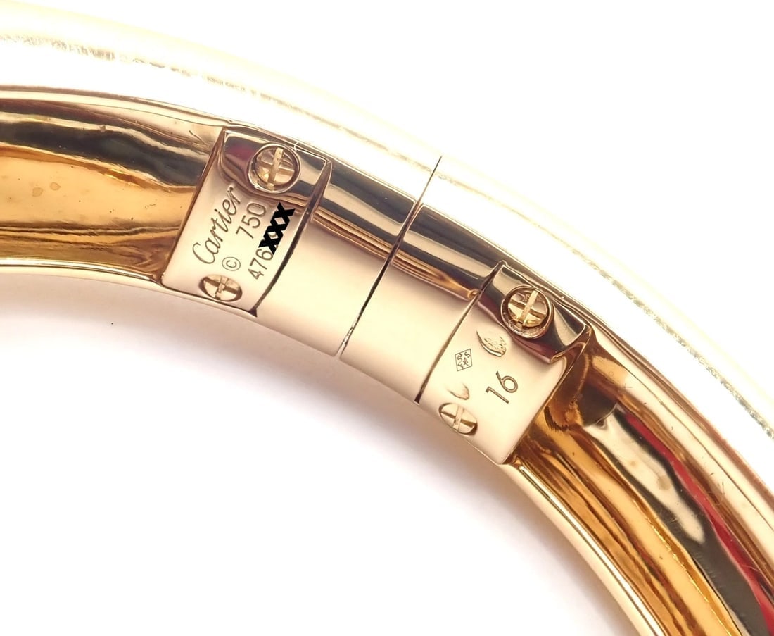 Authentic! Cartier Panther Panthere 18k Yellow Gold Bangle Bracelet Size 16 Cert - 5