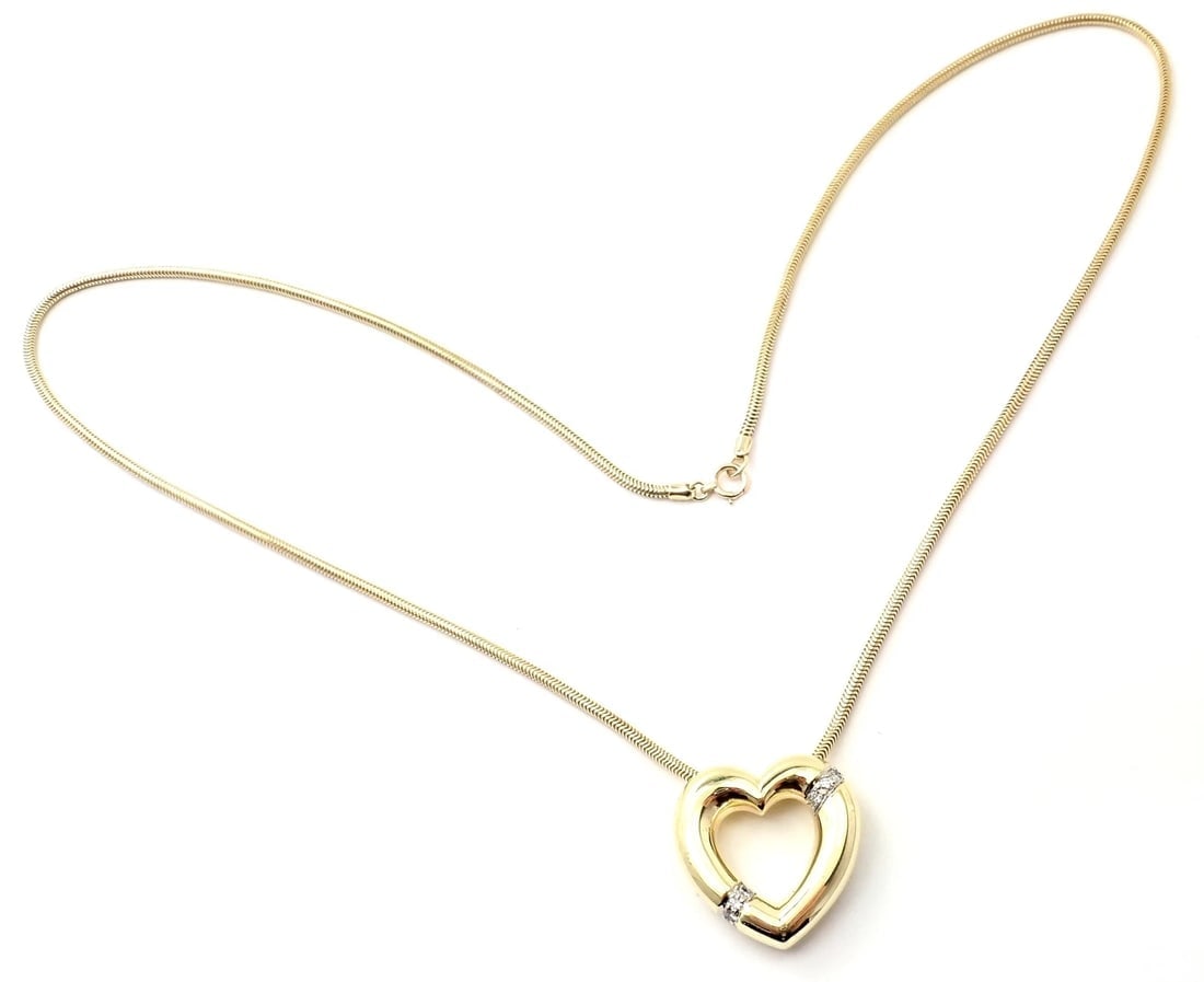Authentic! Tiffany & Co Picasso 18k Yellow Gold Diamond Heart Pendant Necklace - 4