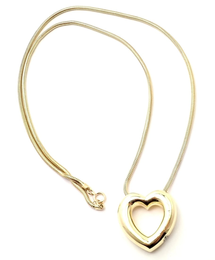 Authentic! Tiffany & Co Picasso 18k Yellow Gold Diamond Heart Pendant Necklace - 6
