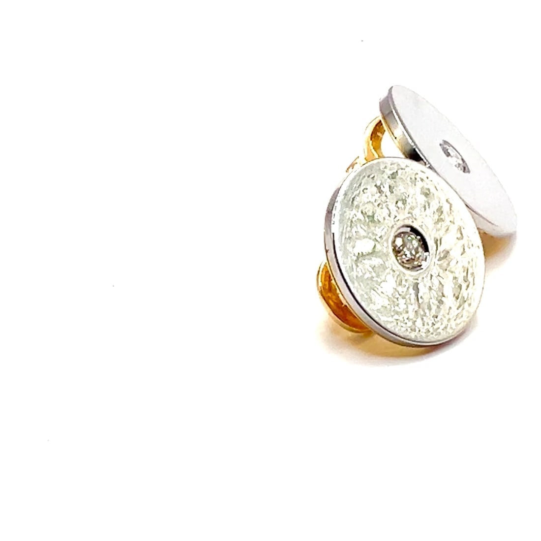 Rare! Authentic Bvlgari Bulgari 18k Yellow + White Gold Diamond Disc Earrings - 2