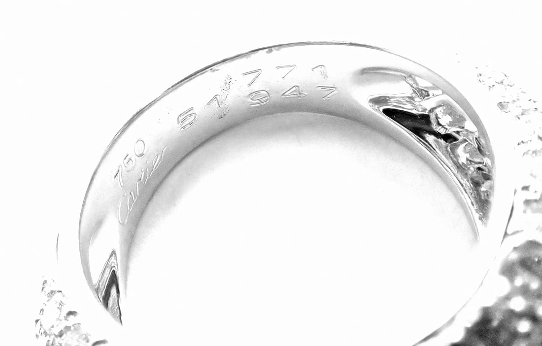 Authentic! Cartier Juliette 18k White Gold Cultured Pearl Diamond Band Ring - 8