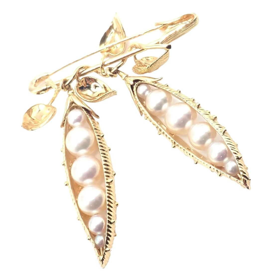 Authentic! Tiffany & Co Schlumberger Peapod 18k Yellow Gold Pearl Pin Brooch (1 of 9)