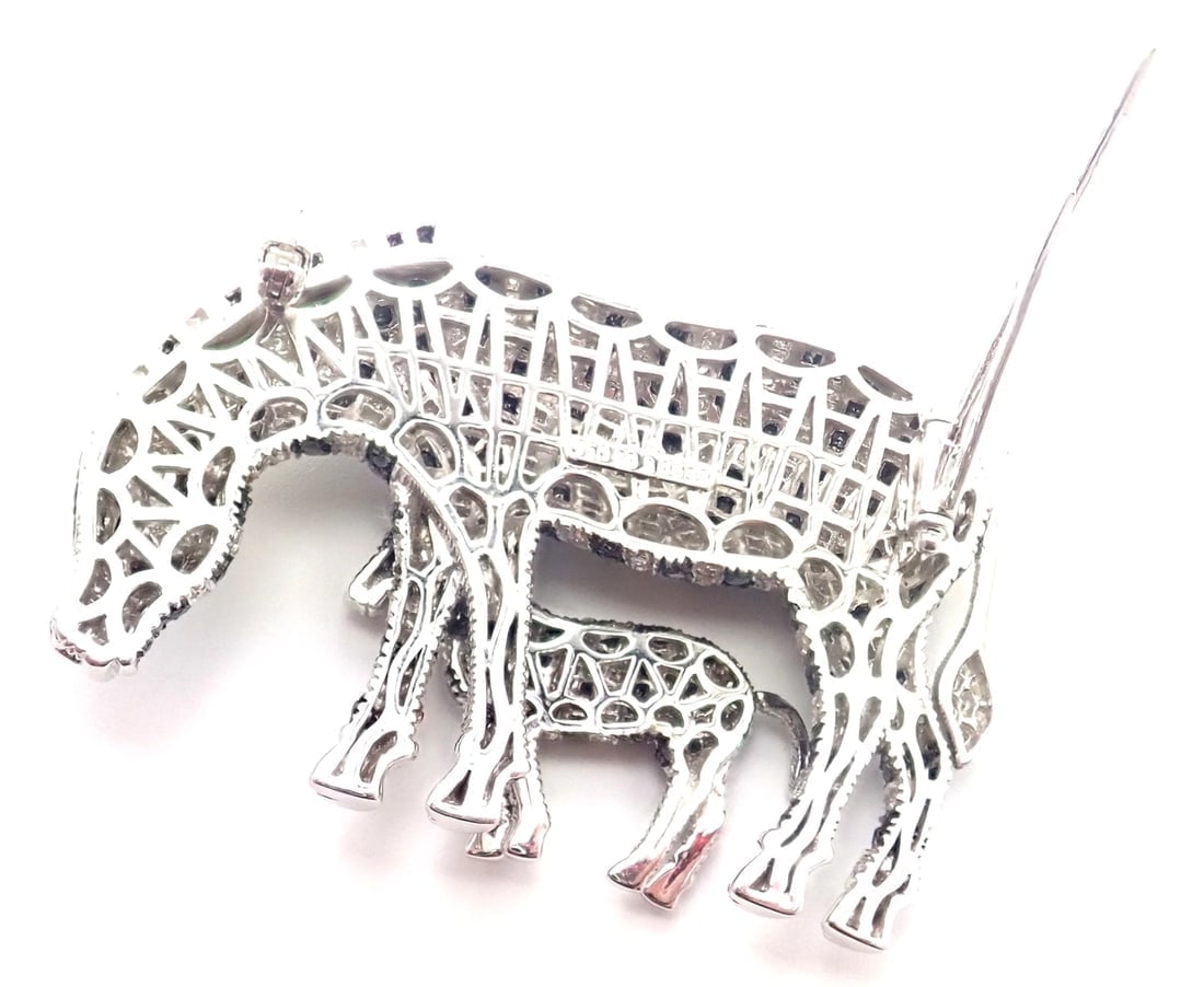 Authentic! Michele Della Valle 18k White Gold White & Black Diamond Zebra Brooch - 3