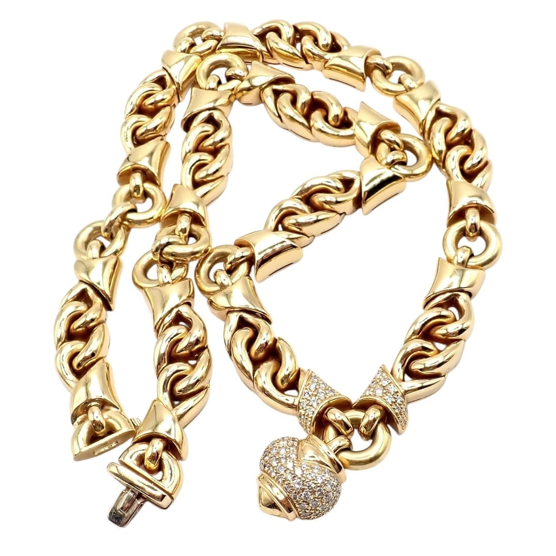 Rare! Bvlgari Bulgari 18k Yellow Gold Diamond Doppio Cuore Heart Necklace - 3