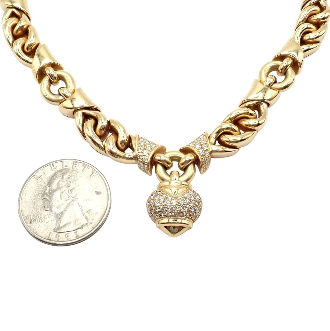 Rare! Bvlgari Bulgari 18k Yellow Gold Diamond Doppio Cuore Heart Necklace - 6