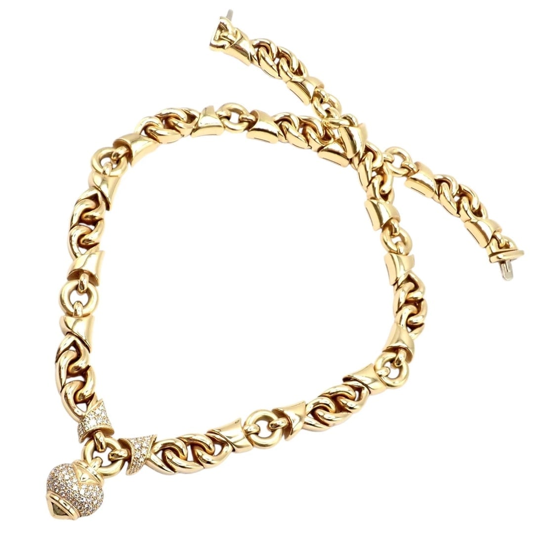 Rare! Bvlgari Bulgari 18k Yellow Gold Diamond Doppio Cuore Heart Necklace - 8